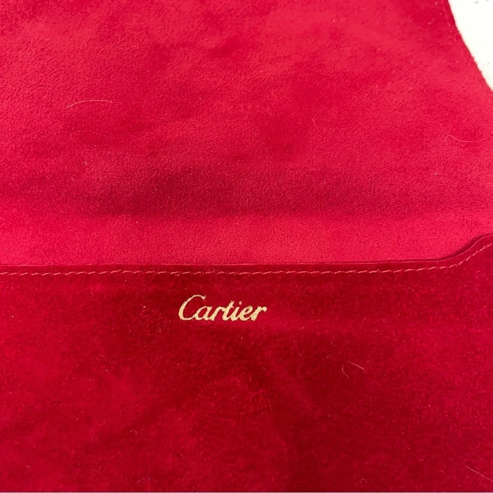 Cartier large red suede travel envelop pouch 7.5x7